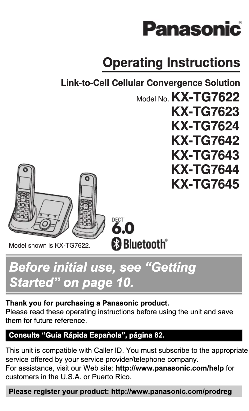 Página 1 del manual Manual de usuario Panasonic KX-TG7623B