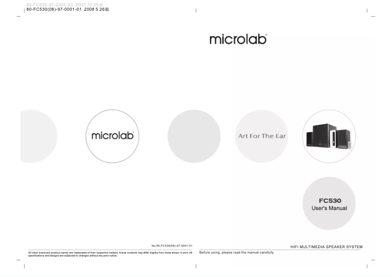 Page n°1 - Manuel utilisateur Microlab FC-530
