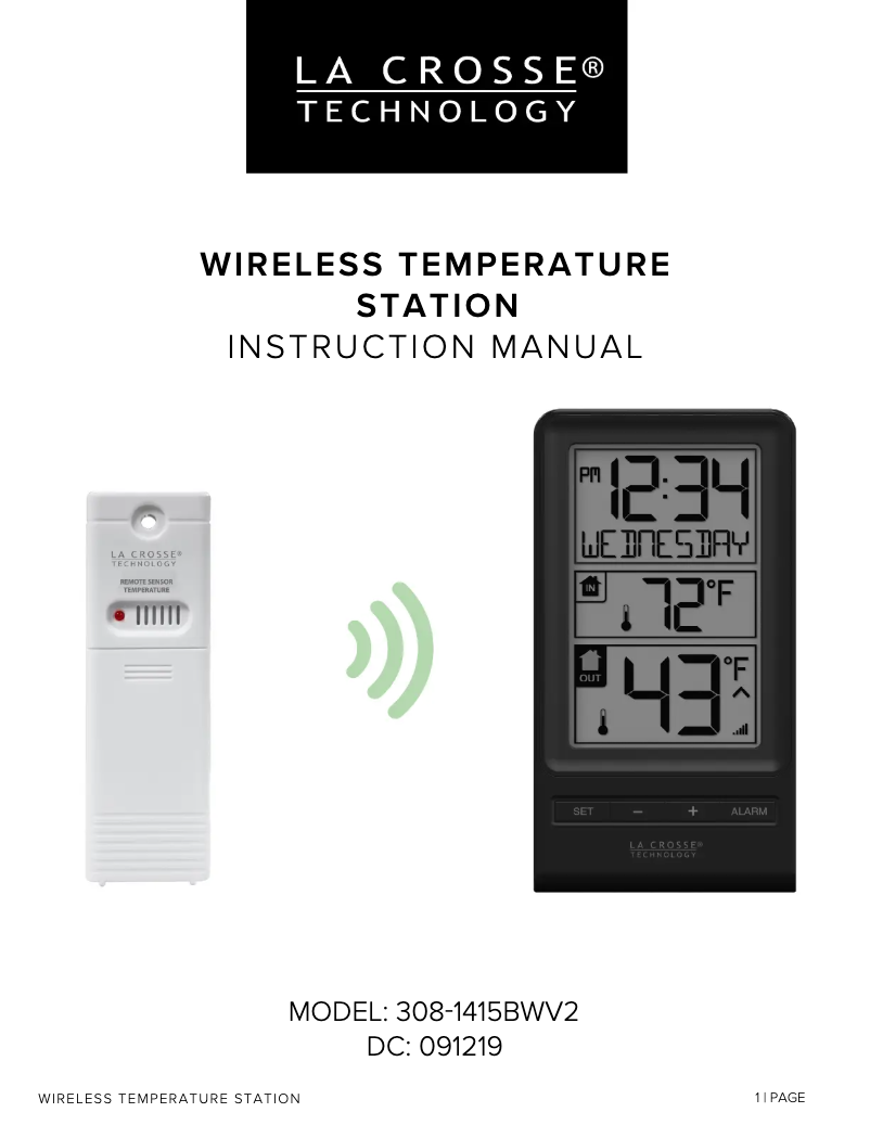 Page 1 de la notice Manuel utilisateur La Crosse Technology 308-1415BWV2