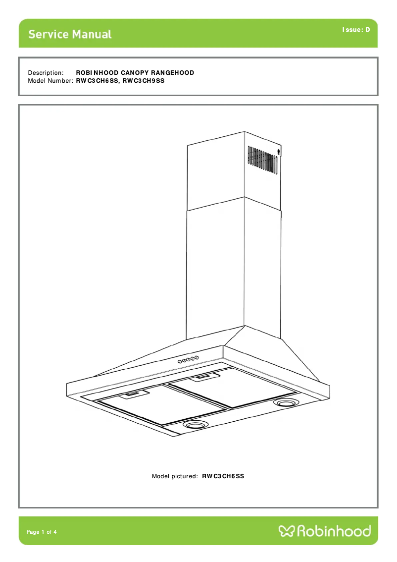 Página 1 del manual Ficha técnica Robinhood RWC3CH9SS