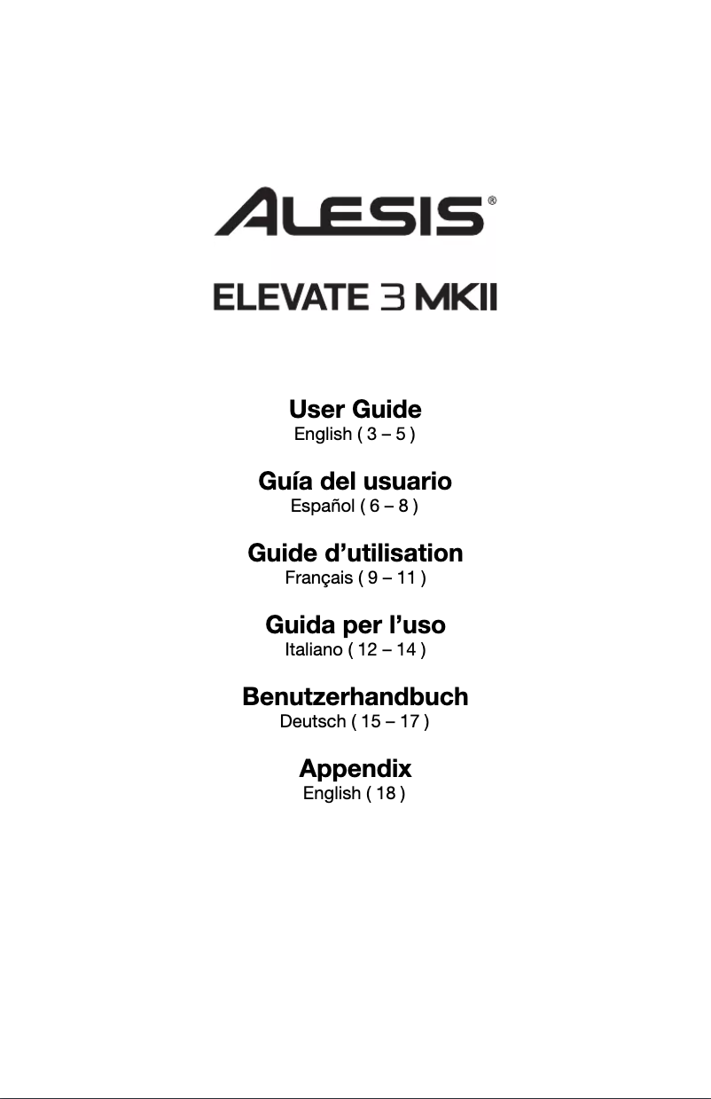 Page n°1 - Manuel utilisateur Alesis Elevate 3 MKII