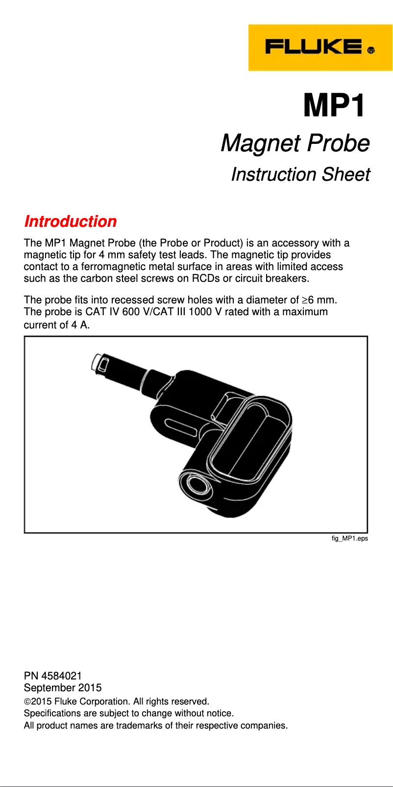 Image de la première page du manuel de l'appareil MP1