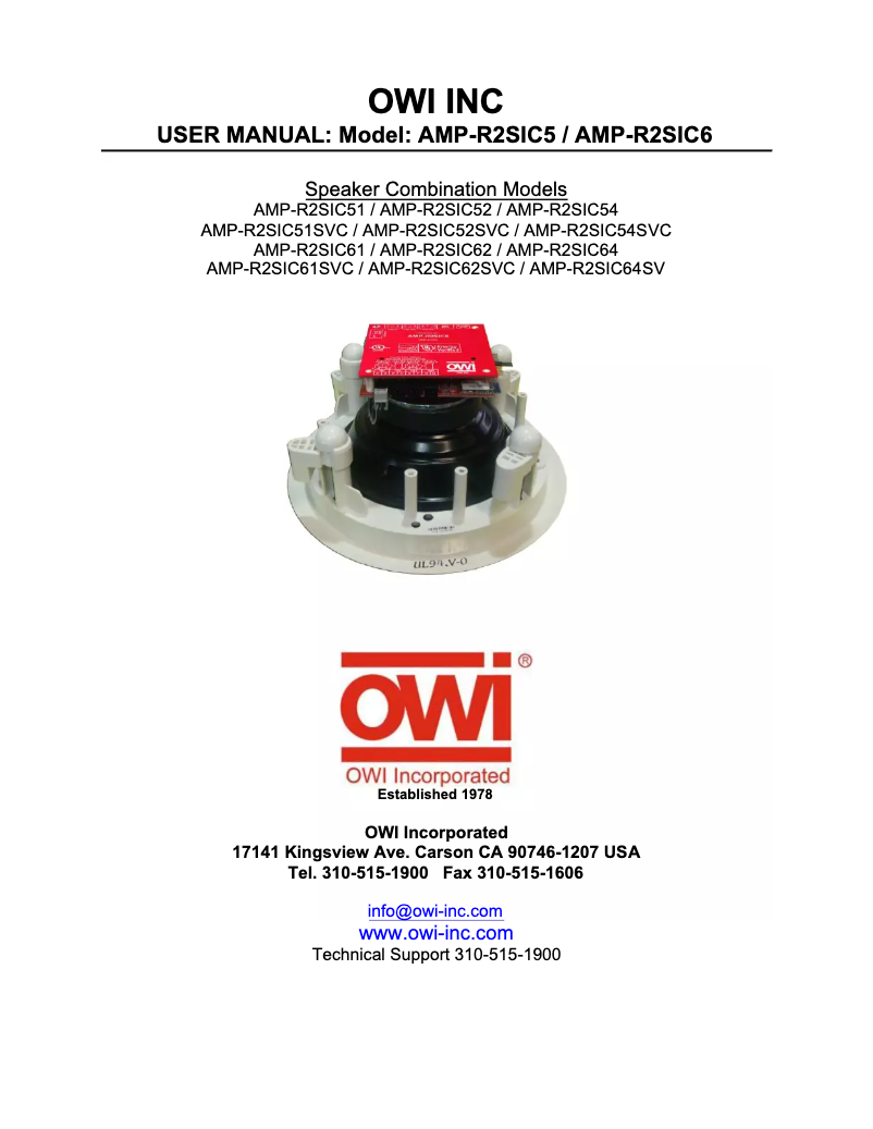Page n°1 - Manuel utilisateur OWI AMP-R2SIC5