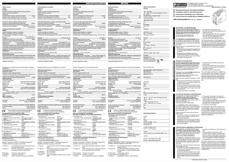 Page 1 de la notice Manuel utilisateur Phoenix Contact TRIO-PS/1AC/24DC/10