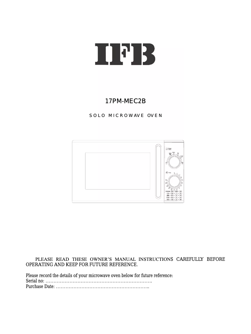 Página 1 del manual Manual de usuario IFB 17PM-MEC2B