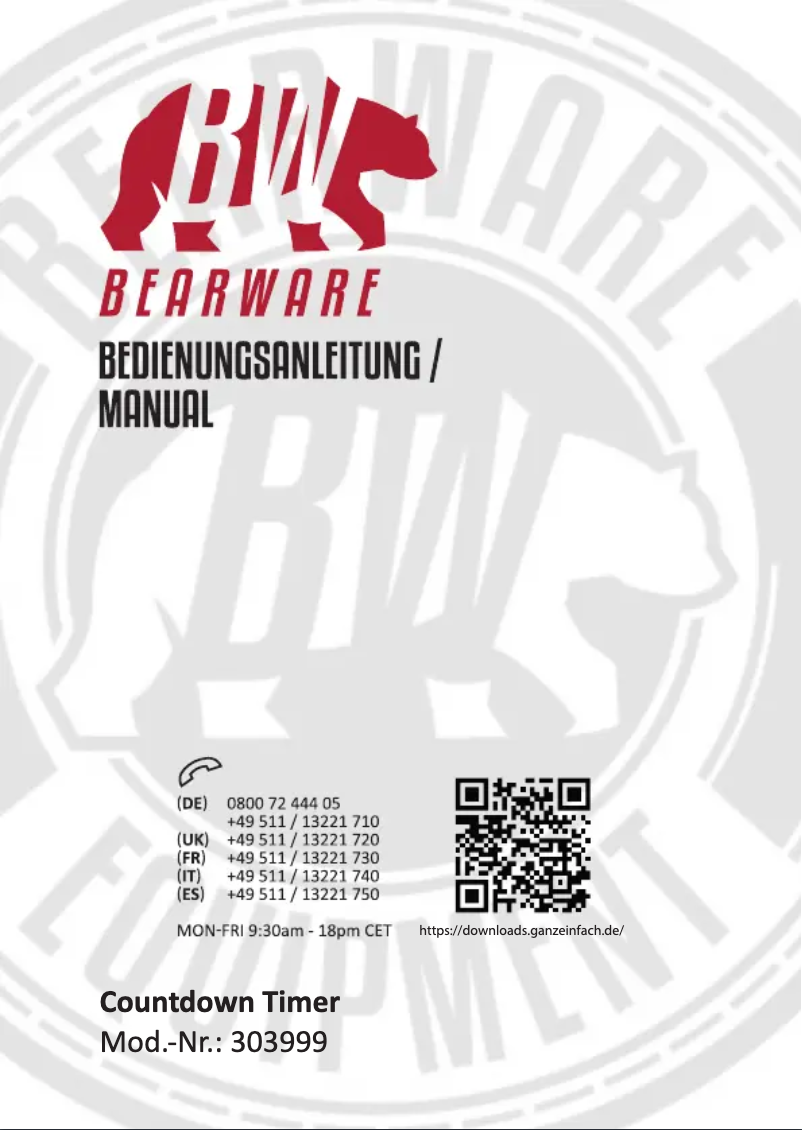 Page 1 de la notice Manuel utilisateur Bearware 303999