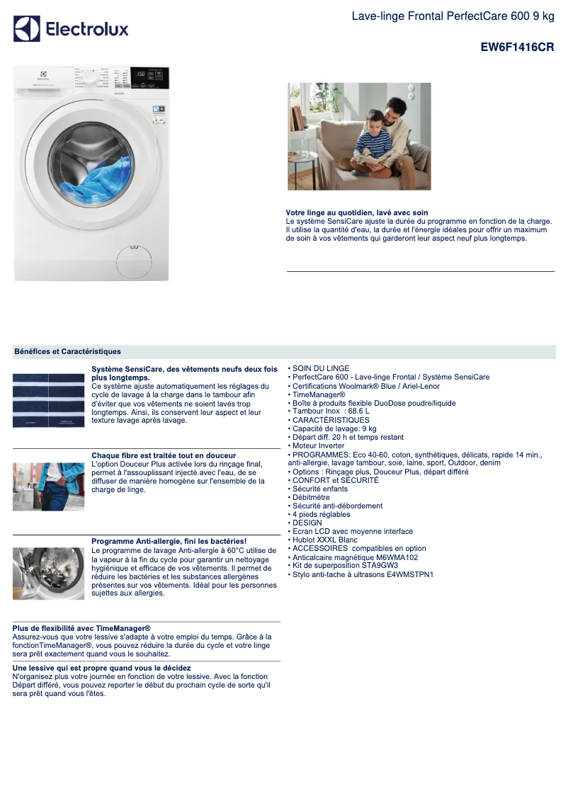 Image de la première page du manuel de l'appareil EW6F1416CR