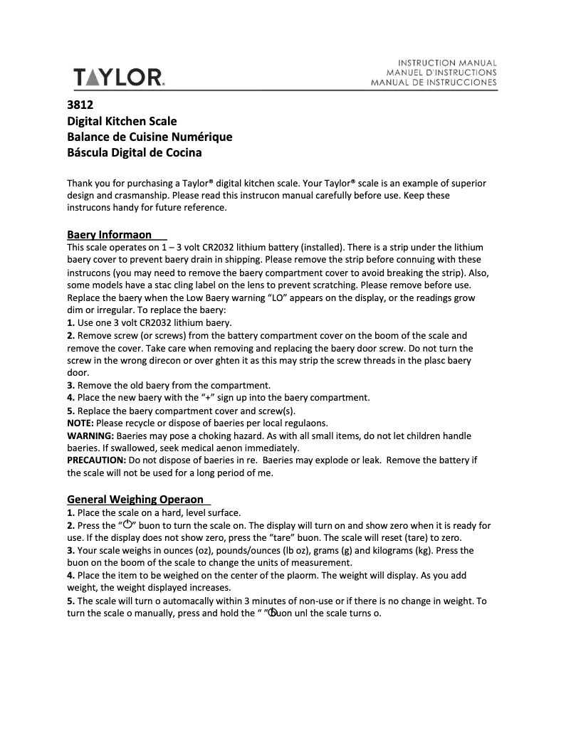 Image de la première page du manuel de l'appareil 3812