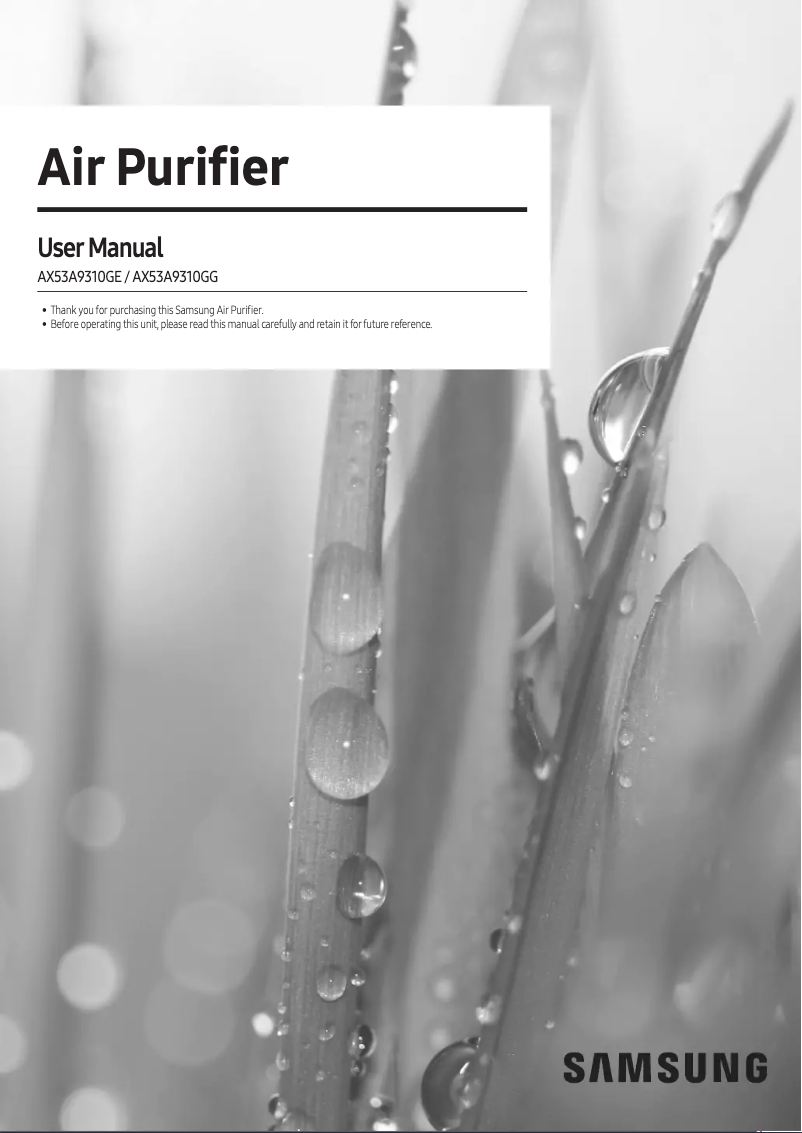 Page 1 de la notice Manuel utilisateur Samsung AX53A9310GG