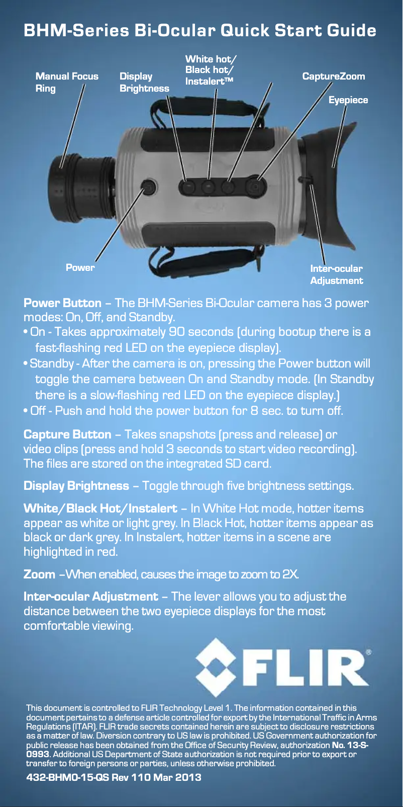Page 1 de la notice Guide de démarrage rapide FLIR BHM X+