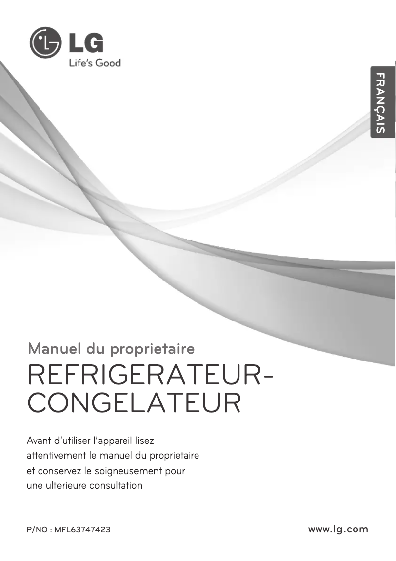 Page 1 de la notice Manuel utilisateur LG GR-B492CC