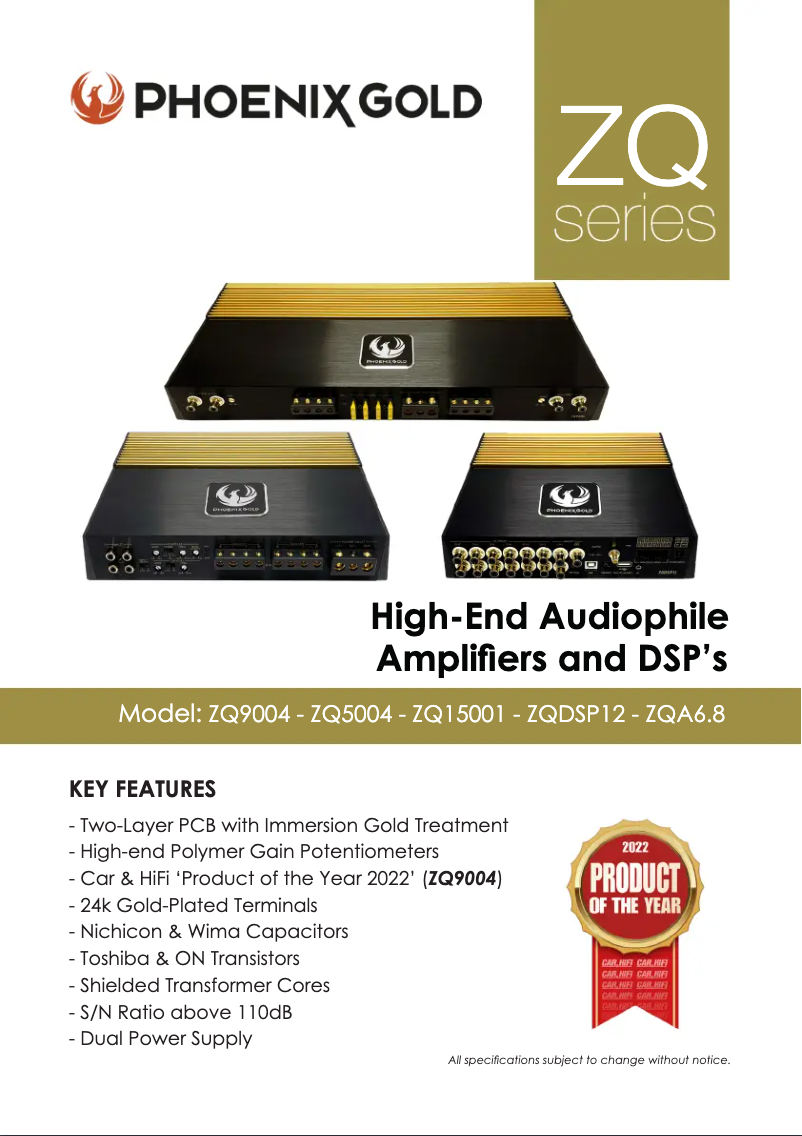 Page n°1 - Manuel utilisateur Phoenix Gold ZQ9004
