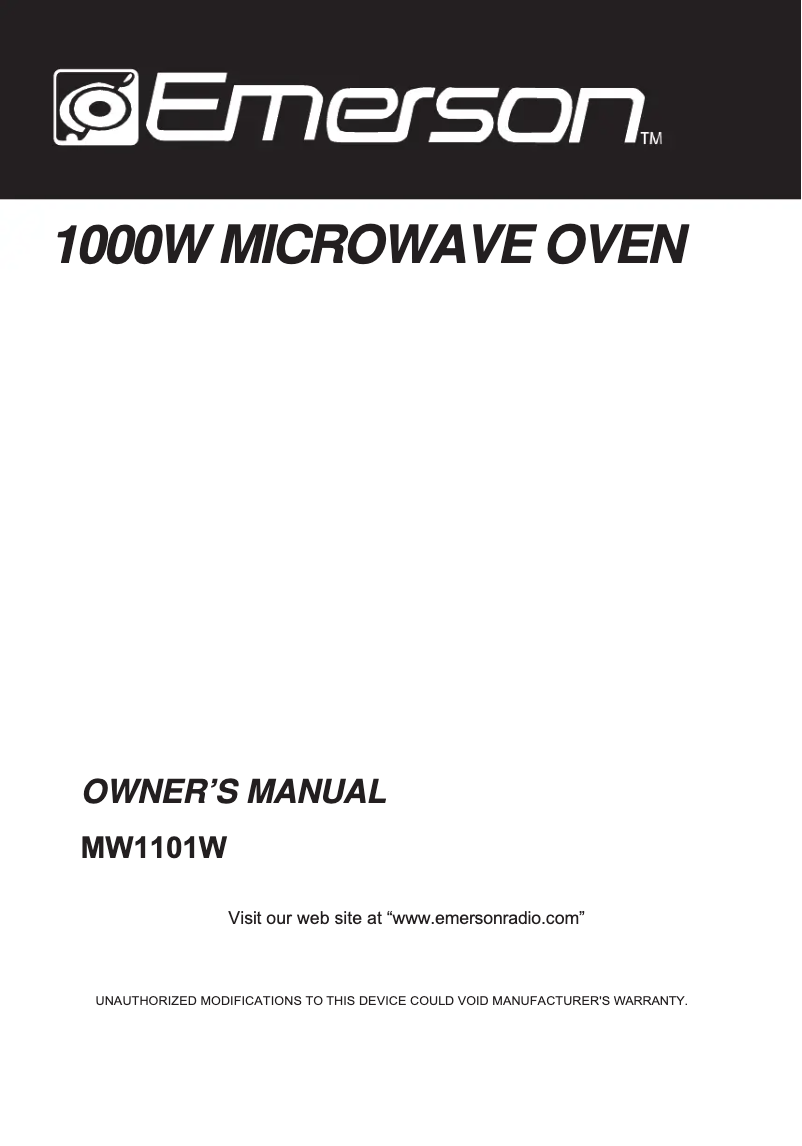 Page n°1 - Manuel utilisateur Emerson MW1101W