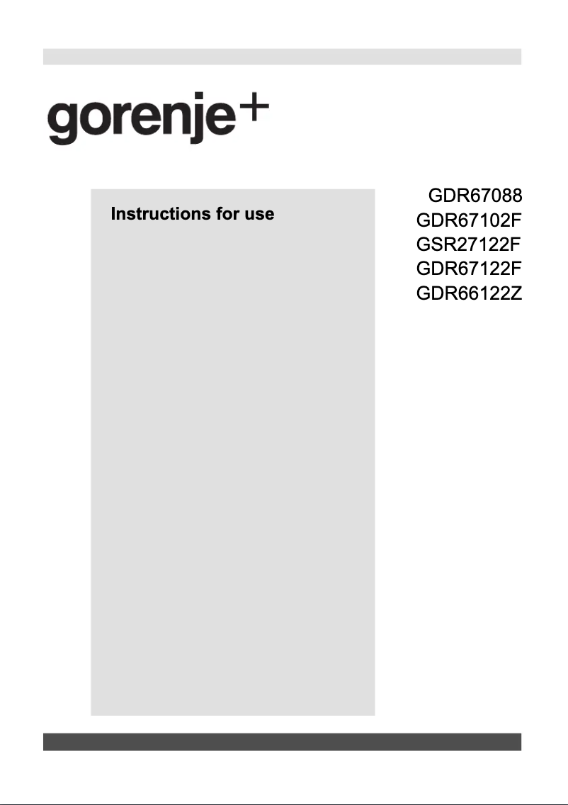 Page n°1 - Manuel utilisateur Gorenje GDR67122F