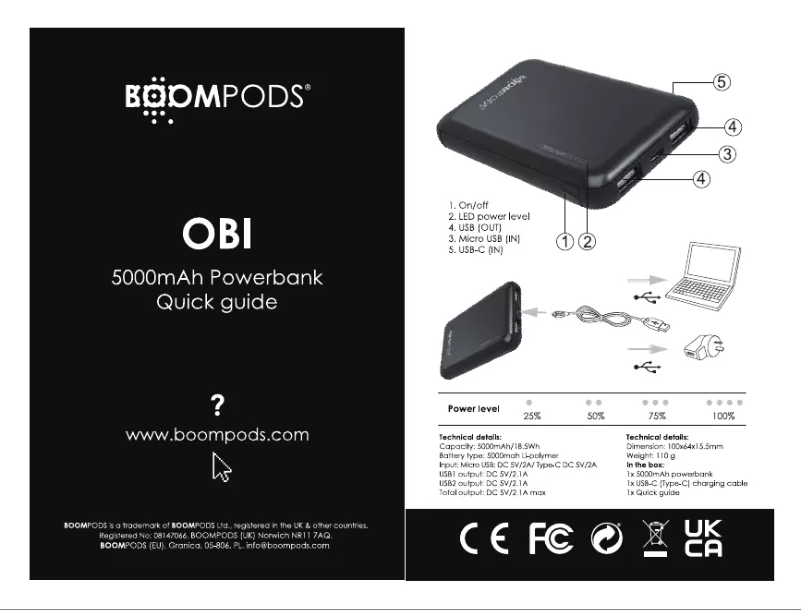 Page 1 de la notice Manuel utilisateur Boompods OBI