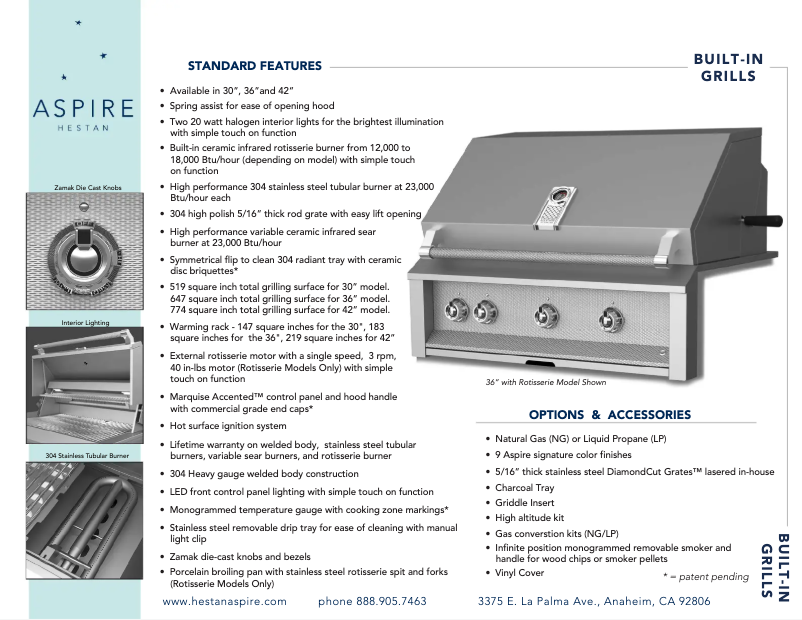 Page 1 de la notice Fiche technique Hestan EMB42-NG
