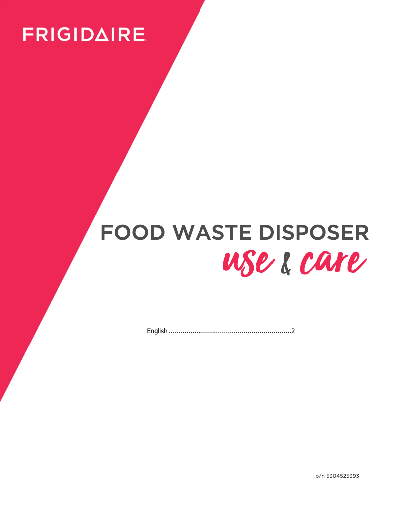 Page n°1 - Manuel d'utilisation et d'entretien Frigidaire FF03DISPD1