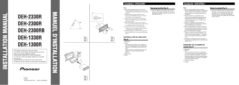 Page 1 de la notice Manuel utilisateur Pioneer DEH-1300R