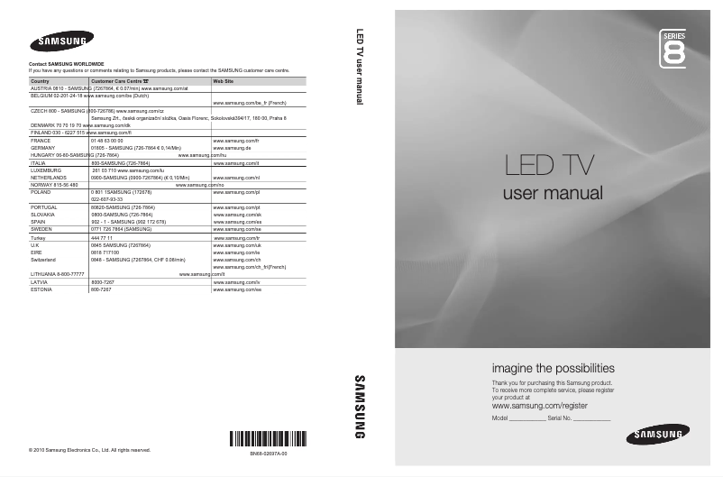 Image de la première page du manuel de l'appareil UE55C8000XW