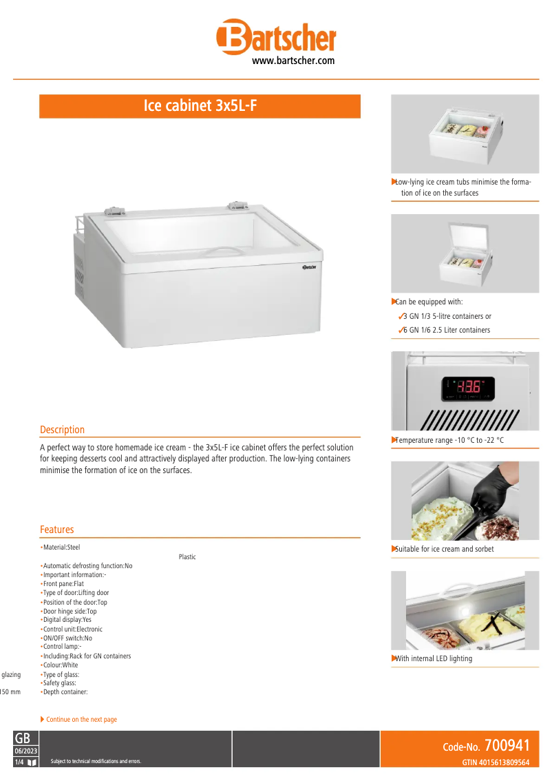 Page n°1 - Fiche technique Bartscher 3x5L-F