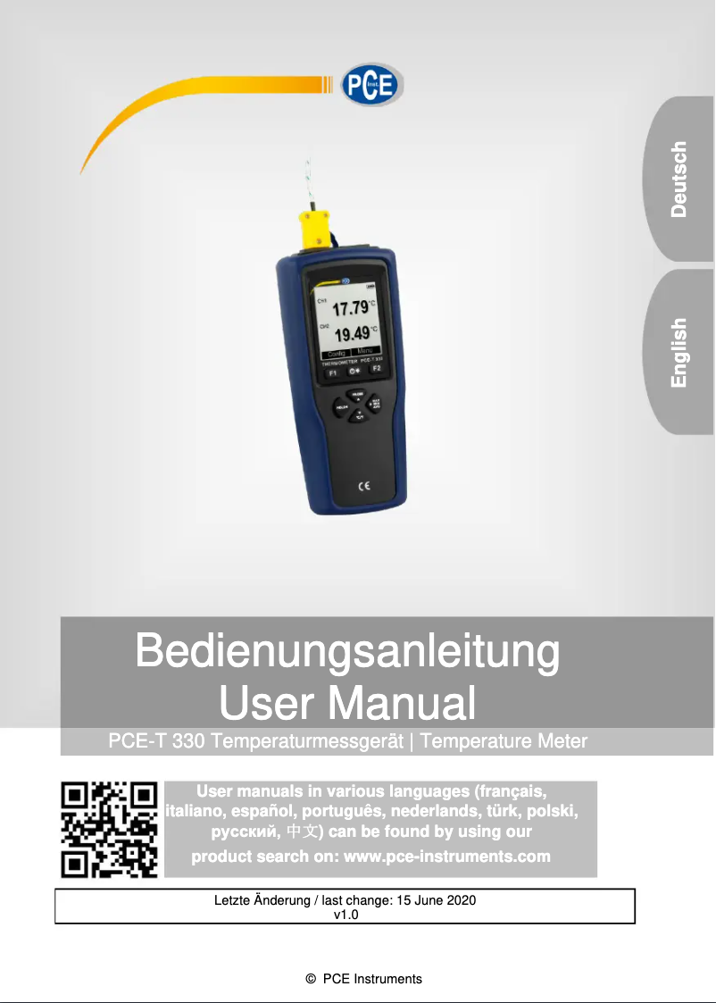 Image de la première page du manuel de l'appareil PCE-T 330