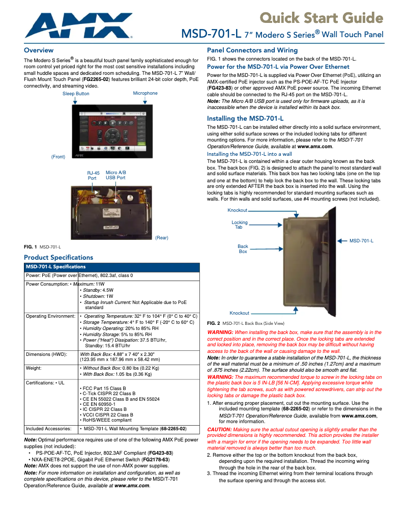 Page 1 de la notice Mode d'emploi AMX MSD-701