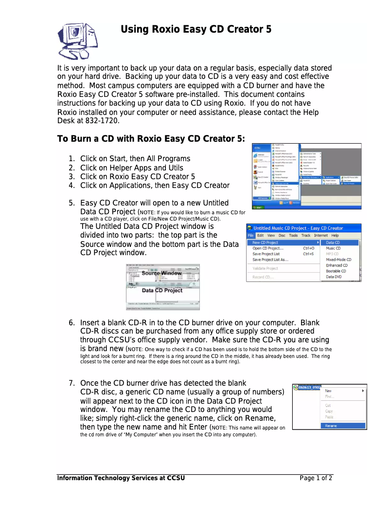 Image de la première page du manuel de l'appareil Easy CD Creator 5