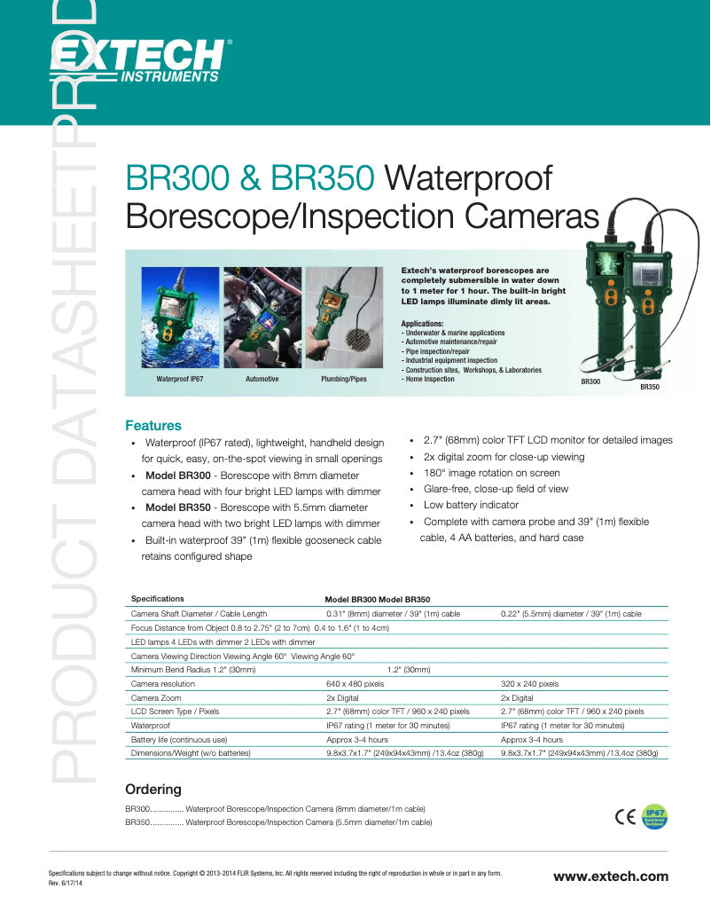 Page 1 of the manual Technical Sheet Extech BR300