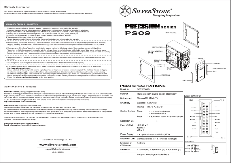 Page 1 de la notice Manuel utilisateur Silverstone Precision PS09