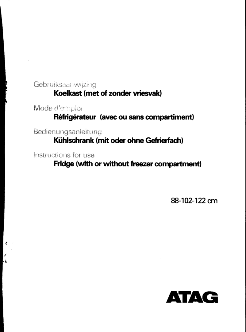 Page 1 de la notice Manuel utilisateur Atag KD6122AF