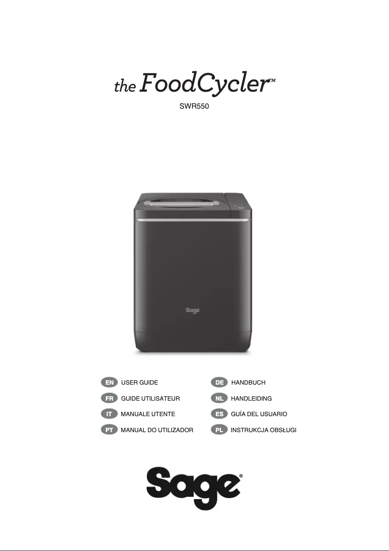 Image de la première page du manuel de l'appareil the FoodCycler SWR550