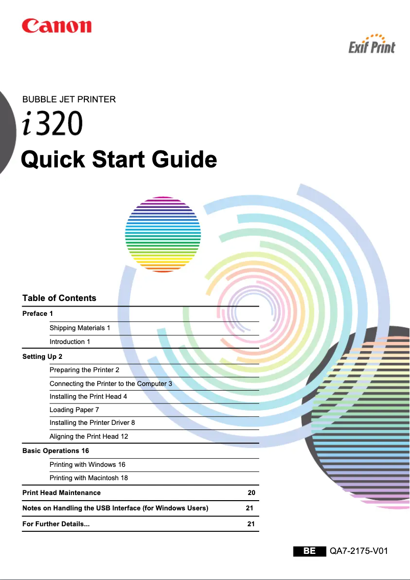 Page 1 de la notice Guide de démarrage rapide Canon Bubble Jet i320
