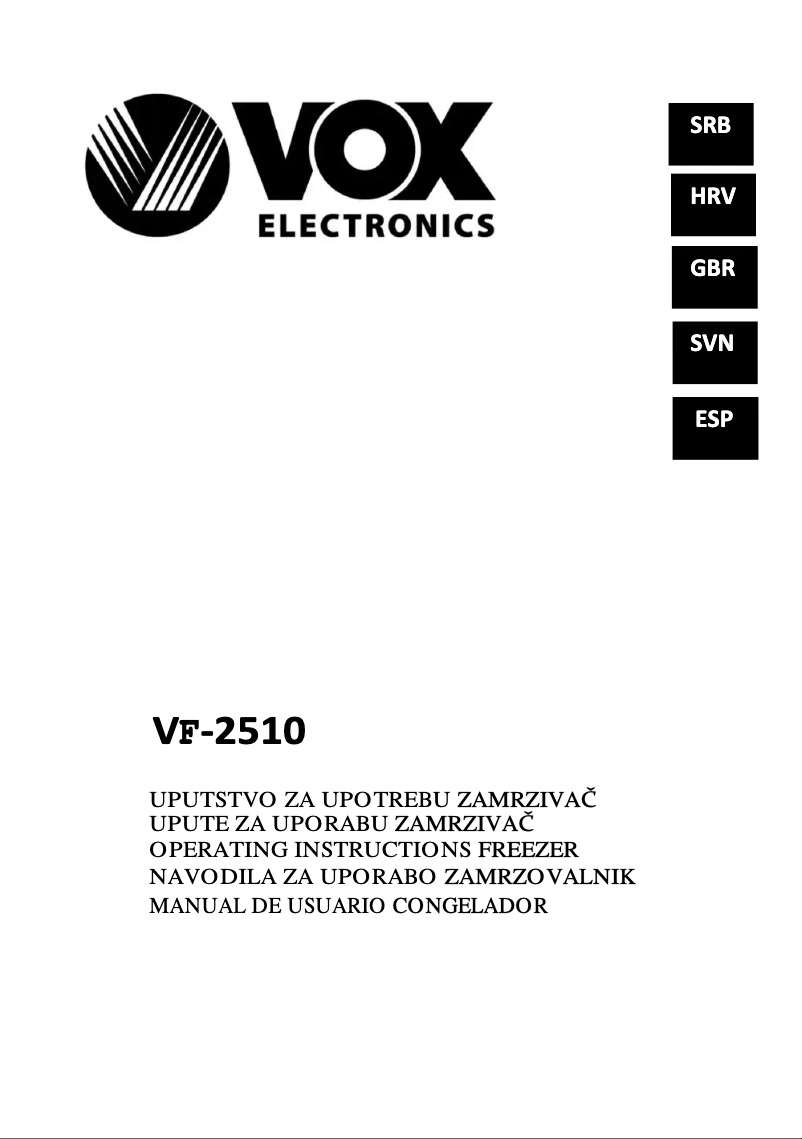 Page 1 de la notice Manuel utilisateur VOX VF2510