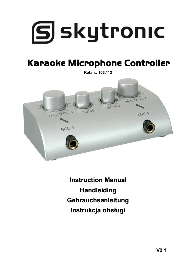 Page n°1 - Manuel utilisateur Skytronic Karaoke Microphone Controller