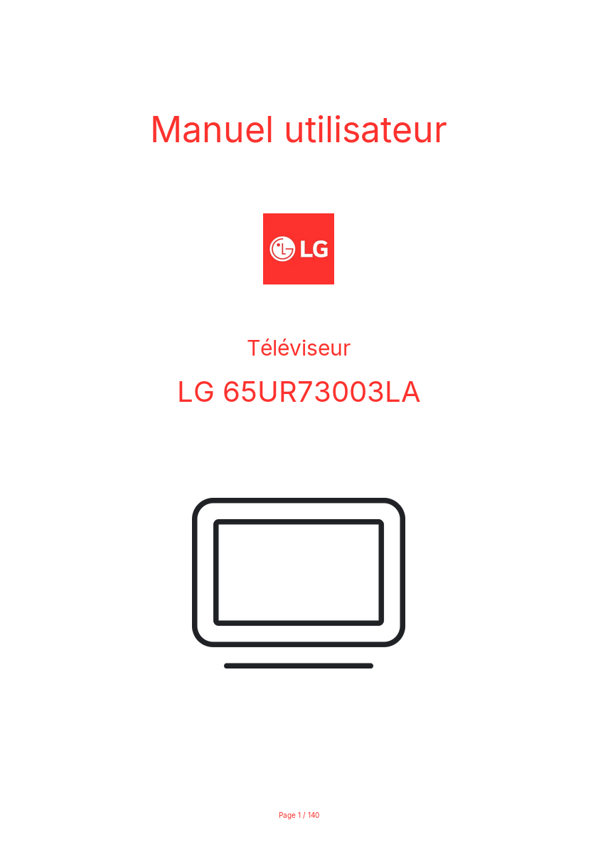 Page n°1 - Manuel utilisateur LG 65UR73003LA