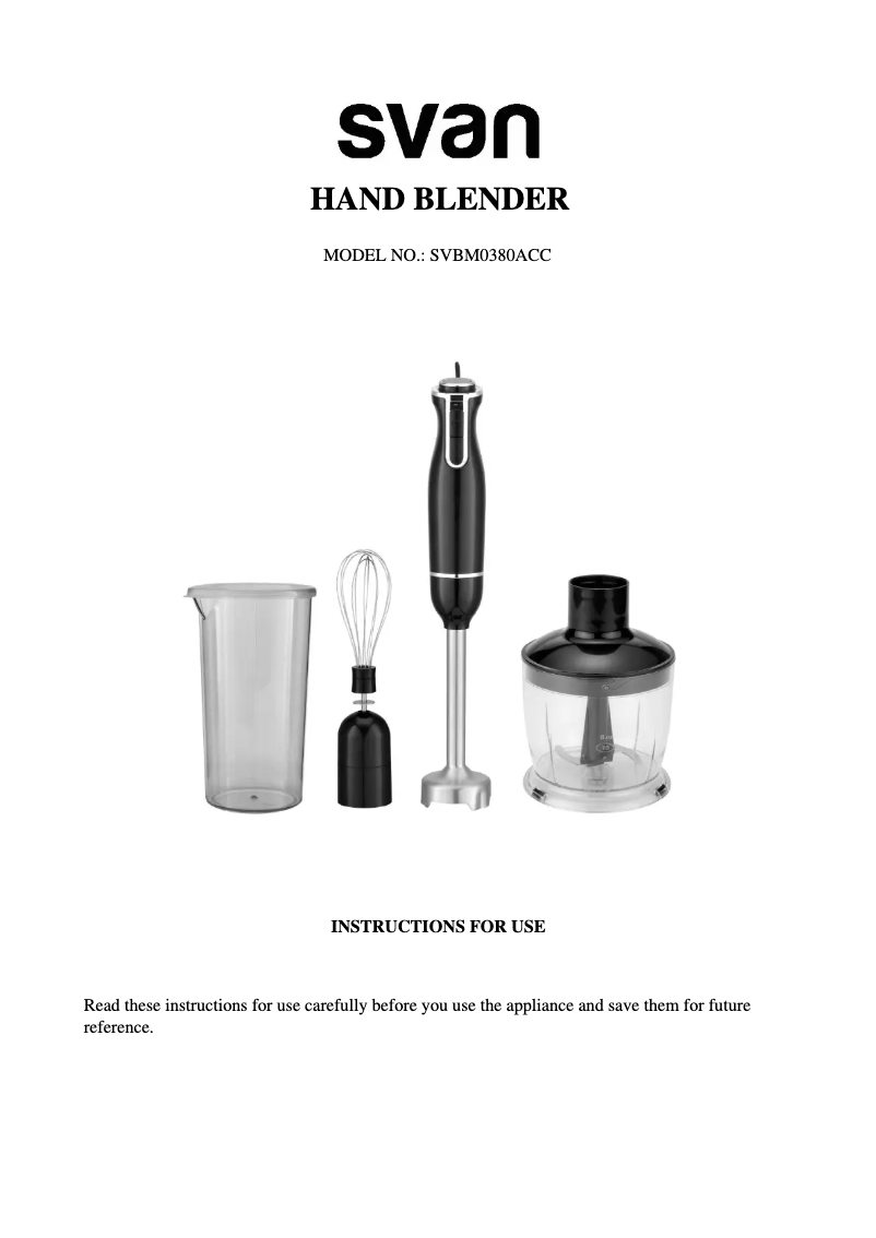 Page 1 de la notice Manuel utilisateur SVAN SVBM0380ACC