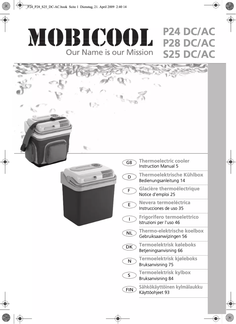 Image de la première page du manuel de l'appareil Mobicool P24 DC
