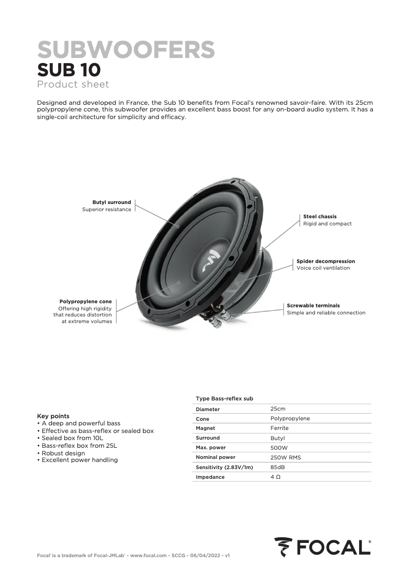 Image de la première page du manuel de l'appareil Sub 10