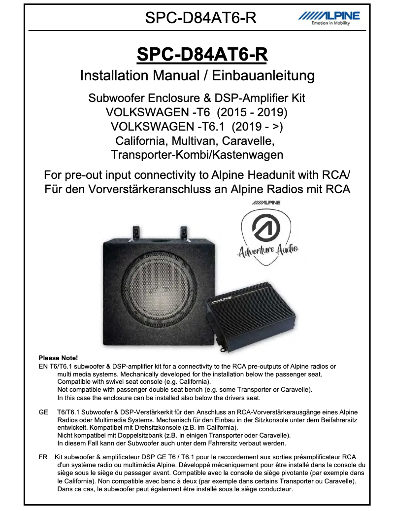 Image de la première page du manuel de l'appareil SPC-D84AT6-R