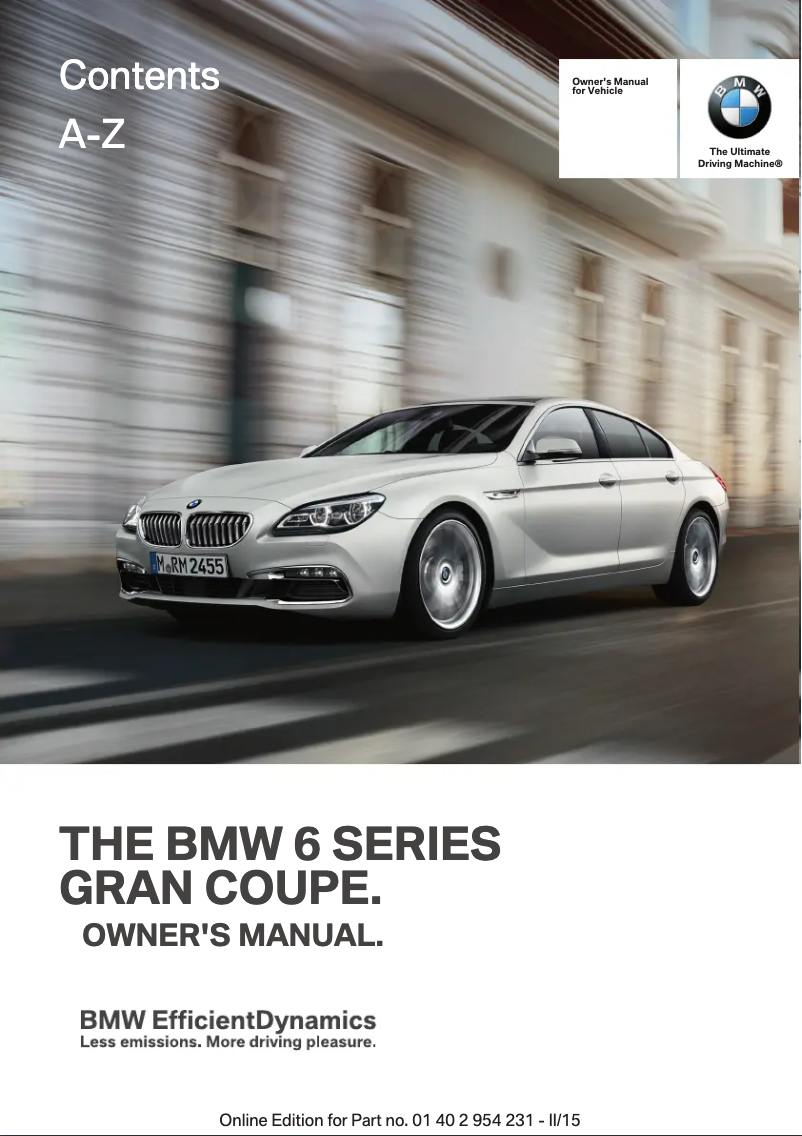 Page 1 de la notice Manuel utilisateur BMW 650i Gran Coupe (2015)