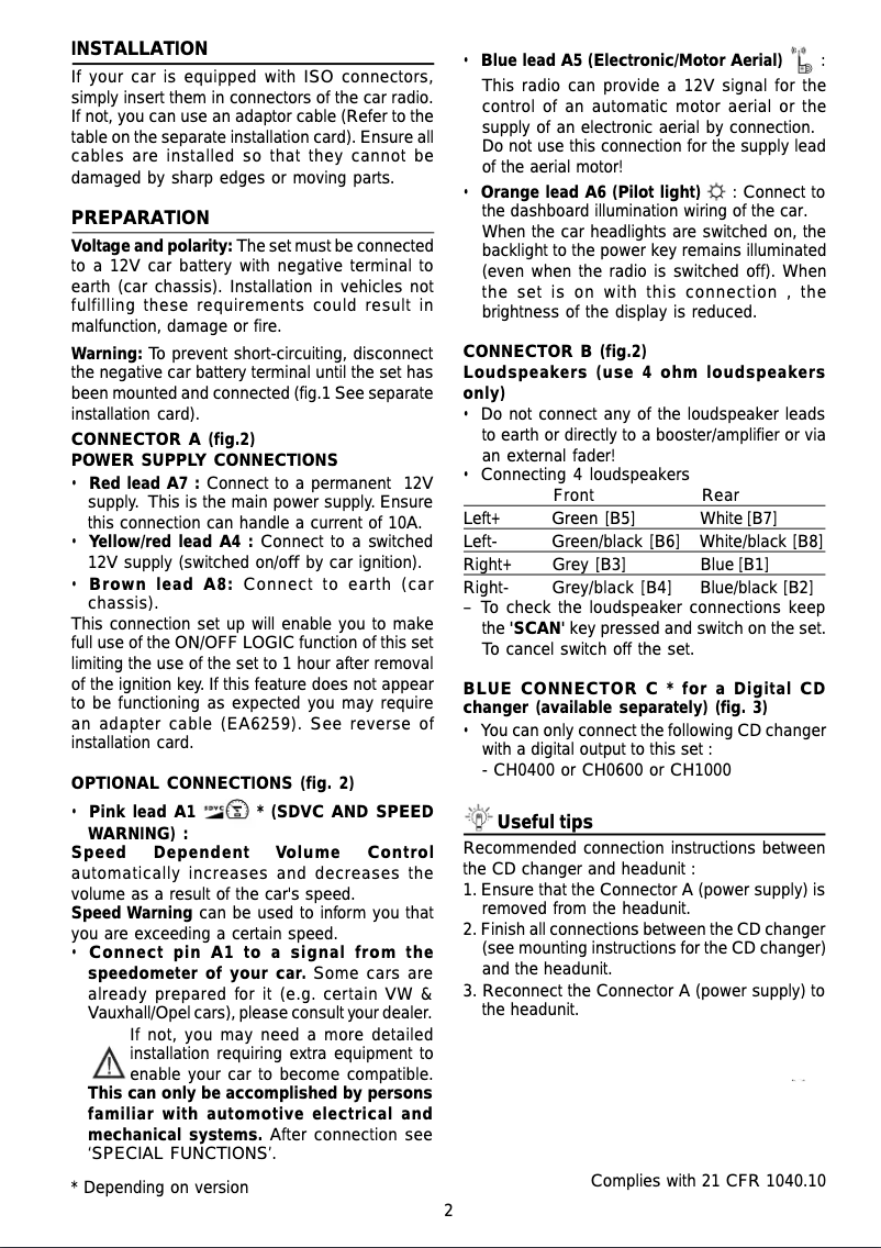 Image de la première page du manuel de l'appareil CD 2100