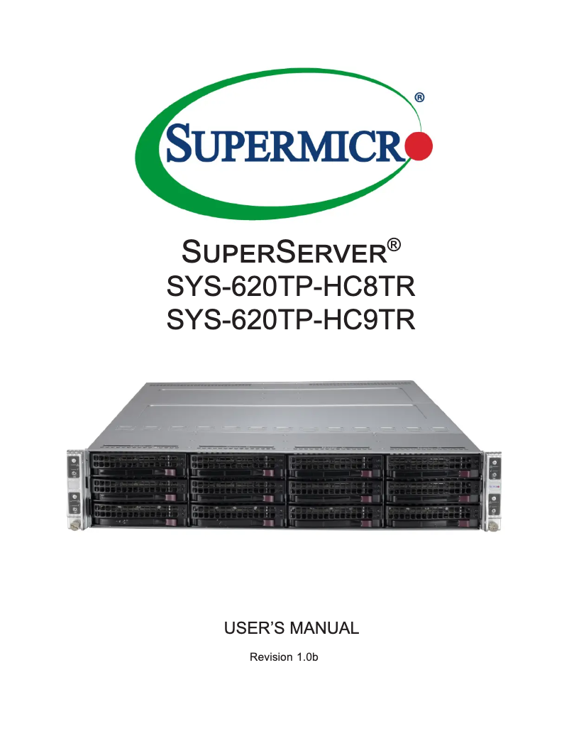 Page 1 de la notice Manuel utilisateur Supermicro SuperServer SYS-620TP-HC9TR