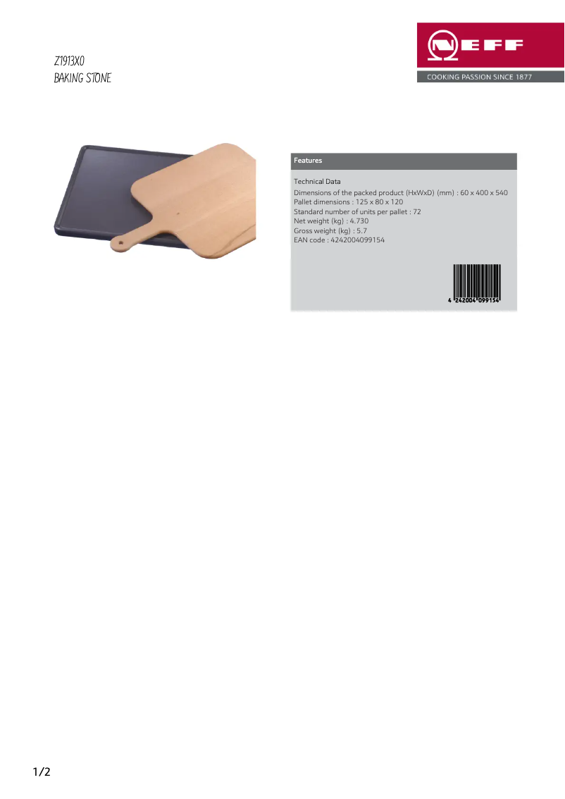 Page 1 de la notice Manuel utilisateur Neff Z1913X0