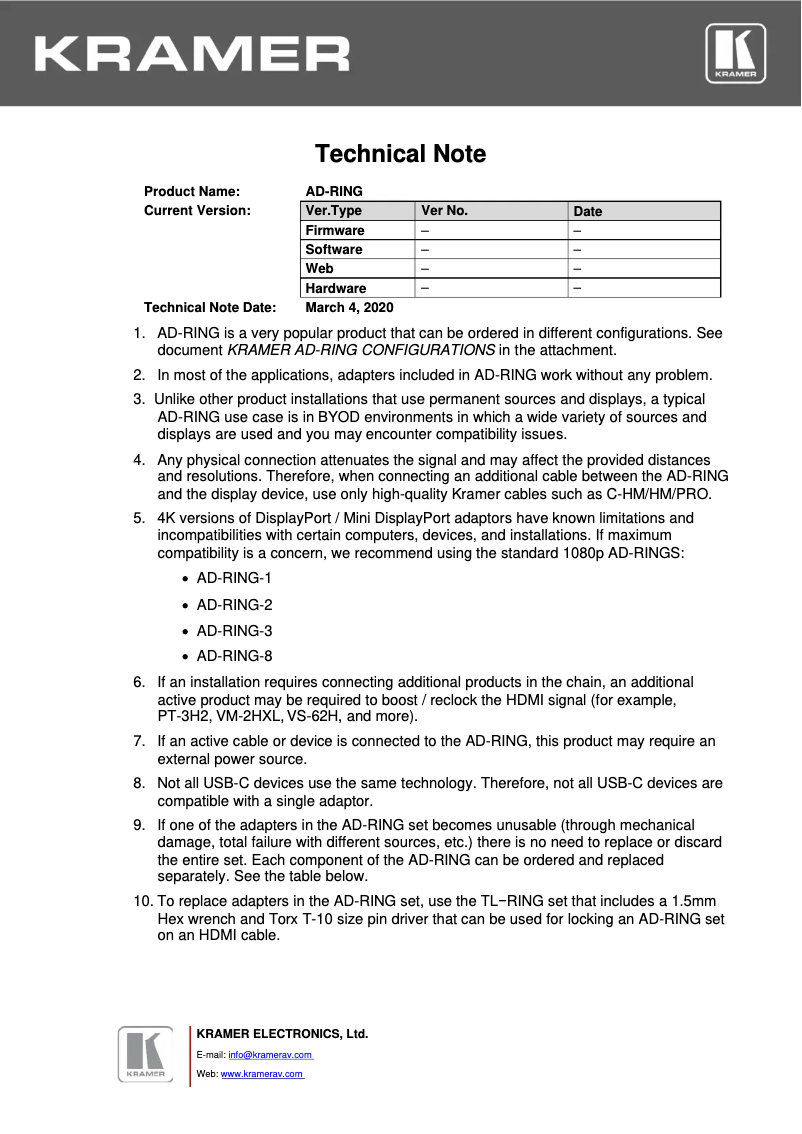 Image de la première page du manuel de l'appareil AD-RING