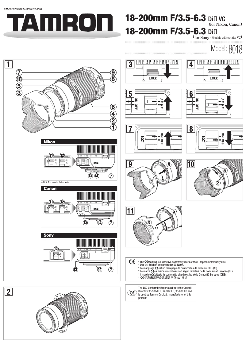Page n°1 - Manuel utilisateur Tamron 18-200mm f/3.5-6.3 Di II VC