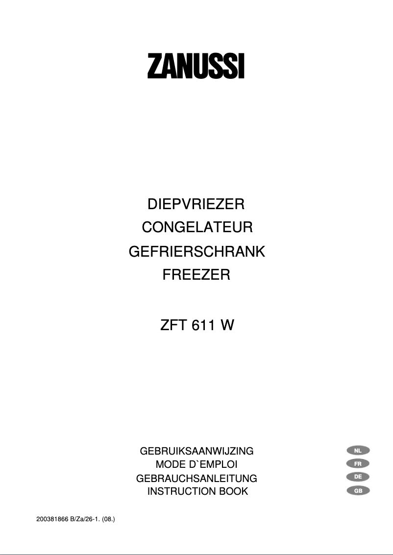 Image de la première page du manuel de l'appareil ZFT 611 W