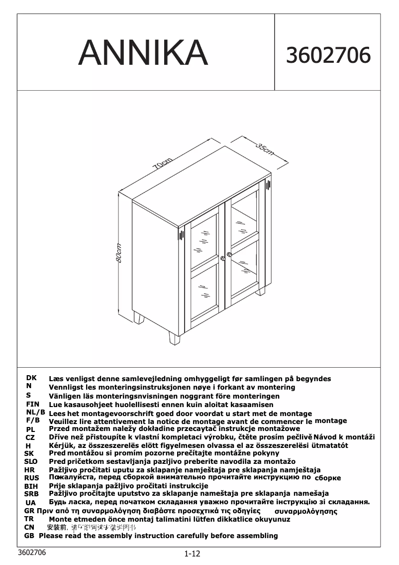 Page n°1 - Manuel utilisateur JYSK Annika (70x35x80)