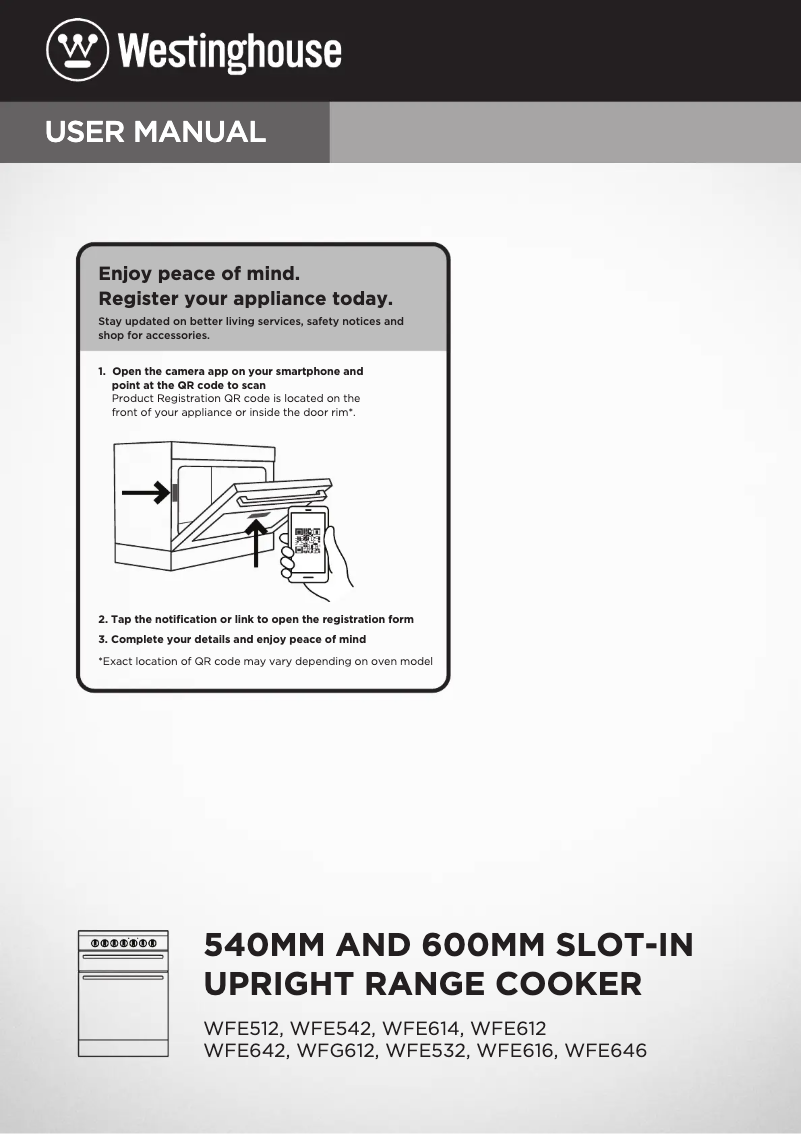Page 1 de la notice Manuel utilisateur Westinghouse WFE542SCB