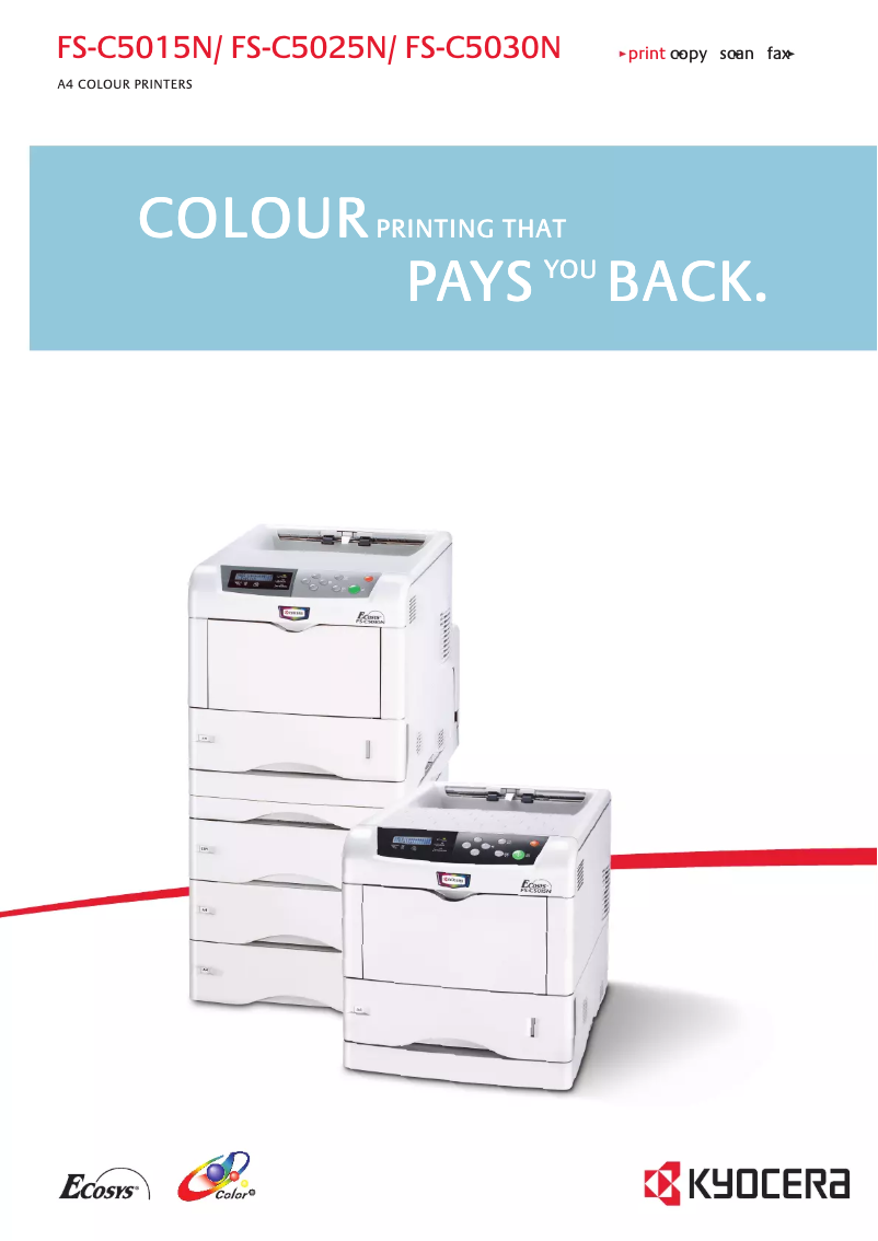 Image de la première page du manuel de l'appareil FS-C5015N