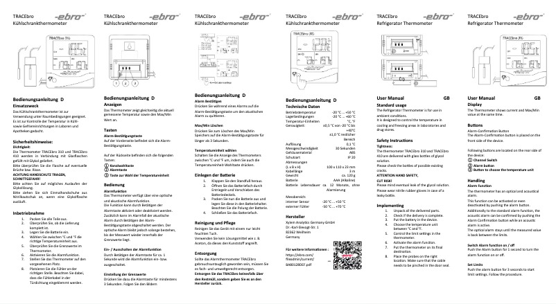 Page 1 de la notice Manuel utilisateur Ebro TMX 410